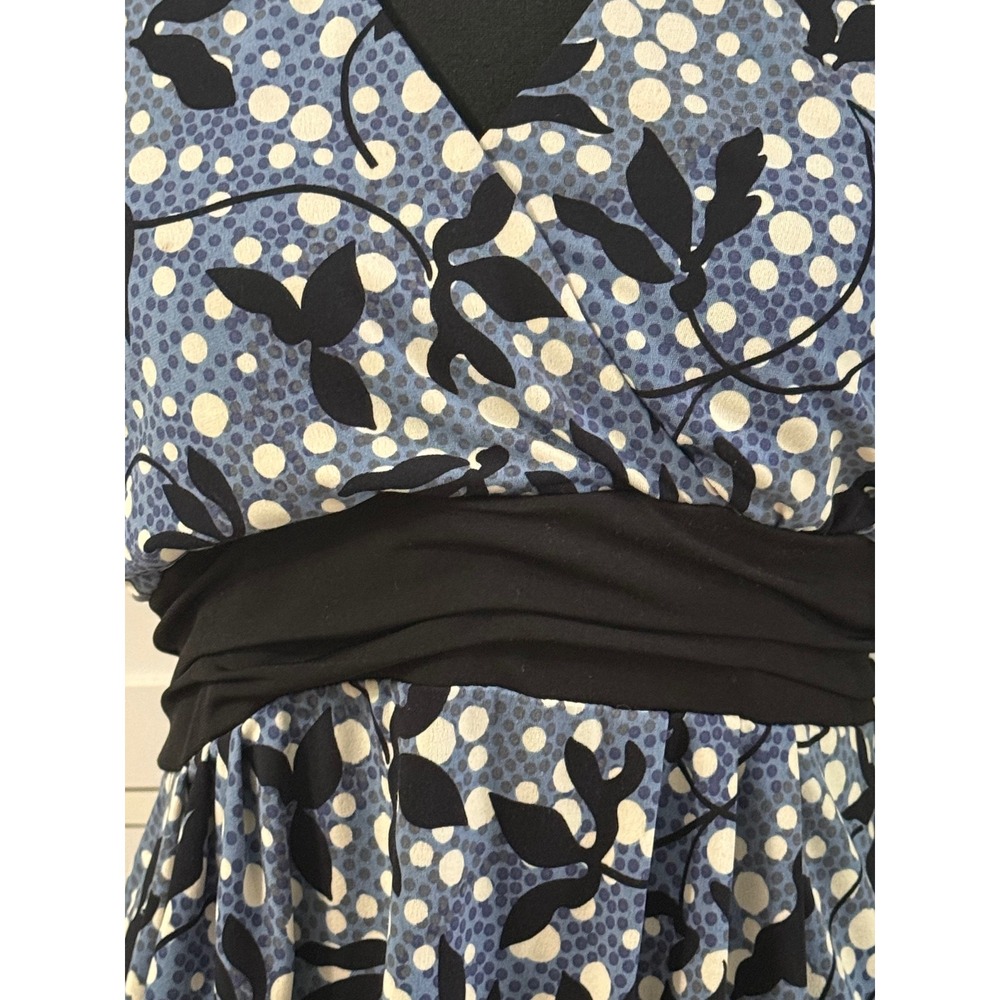 Vol 1 Y2K Blue Babydoll Top Tie Back Flutter Sleeve V Surplice Neckline SZ L? - Picture 2 of 9